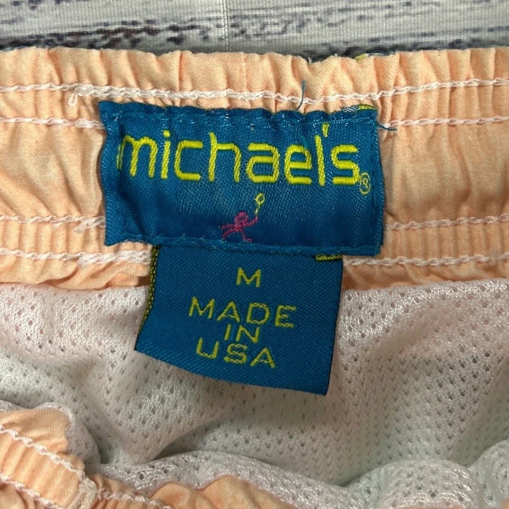 Michaels Swim Trunks Boys Size M Green Giraffe Hibiscus Floral Drawstring Shorts